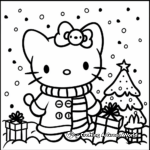 Festive Hello Kitty Christmas Scene Coloring Pages 2