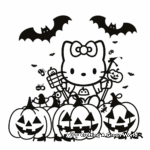 Festive Hello Kitty Trick or Treating Coloring Pages 1