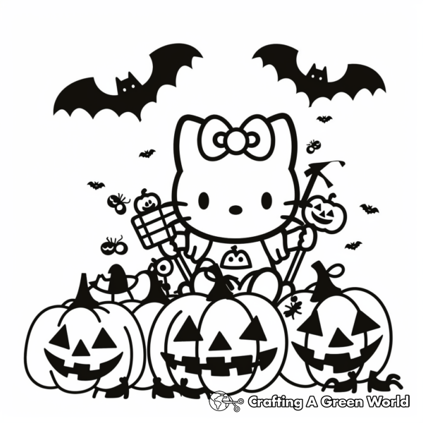 Halloween Hello Kitty Coloring Pages - Free &amp; Printable!