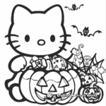 Festive Hello Kitty Trick or Treating Coloring Pages 2