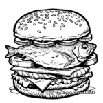 Fish Burger Coloring Pages for Seafood Lovers 1