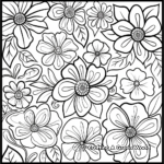 Floral Sticker Design Coloring Sheets 1