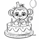 Friendly Animal Celebrating 1st Birthday Coloring Pages 4