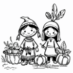 Friendly Native American and Pilgrim Coloring Pages 1