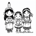 Friendly Native American and Pilgrim Coloring Pages 2