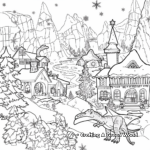 Friendly Pterodactyls Flying Over Snowy Town Coloring Pages 3