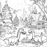 Friendly Pterodactyls Flying Over Snowy Town Coloring Pages 4
