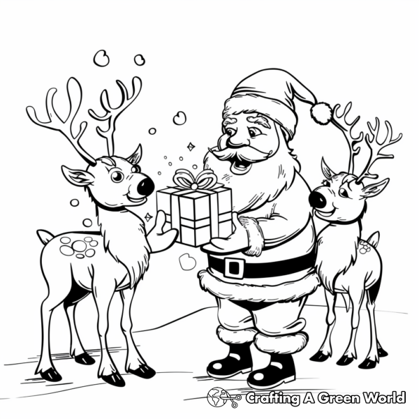 Santa And Reindeer Coloring Pages - Free & Printable!