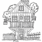 Fun and Simple Kids Tree House Coloring Pages 4