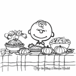 Fun Charlie Brown Thanksgiving Feast Coloring Pages 1