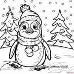Fun Penguin Frozen Christmas Coloring Pages for Kids 2