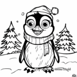 Fun Penguin Frozen Christmas Coloring Pages for Kids 3