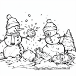Funny Snowball Fight Coloring Pages 2