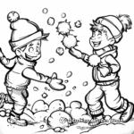 Funny Snowball Fight Coloring Pages 3