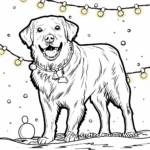 Golden Retriever With Christmas Lights Coloring Pages 1