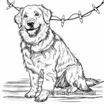 Golden Retriever With Christmas Lights Coloring Pages 3