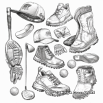 Golfing Gear: Golf Shoes, Hat and Gloves Coloring Pages 2