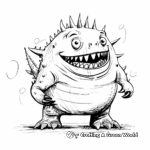 Grinning Spike-backed Monster Coloring Pages 1