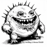 Grinning Spike-backed Monster Coloring Pages 2