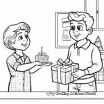 Happy Birthday Auntie: Present Opening Scene Coloring Pages 1