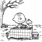 Heartwarming Friendship of Charlie Brown and Woodstock Thanksgiving Coloring Pages 1