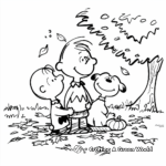 Heartwarming Friendship of Charlie Brown and Woodstock Thanksgiving Coloring Pages 2