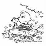 Heartwarming Friendship of Charlie Brown and Woodstock Thanksgiving Coloring Pages 4
