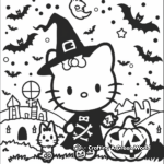 Hello Kitty and Ghouls Night Out Coloring Pages 1