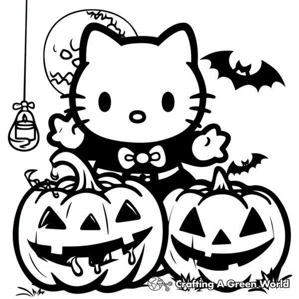 Halloween Hello Kitty Coloring Pages - Free &amp; Printable!