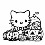 Hello Kitty and Halloween Candy Coloring Pages 4