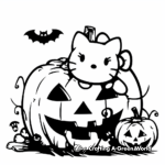 Hello Kitty and Jack-o-Lantern Coloring Pages 2