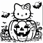 Hello Kitty and Jack-o-Lantern Coloring Pages 3