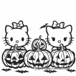 Hello Kitty Dressing Up as Famous Halloween Characters Coloring Pages 2