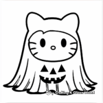 Hello Kitty Ghost Costume Coloring Pages 4