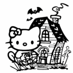Hello Kitty in a Spooky Haunted House Coloring Pages 3