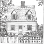 Historical Colonial Cottage Coloring Pages 1