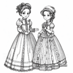 Historical Victorian Dresses Coloring Pages 2