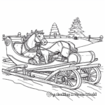 Horse-Drawn Sleigh Scene Coloring Pages 1