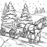 Horse-Drawn Sleigh Scene Coloring Pages 3