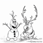 Illustrative Olaf and Sven Adventure Coloring Pages 4