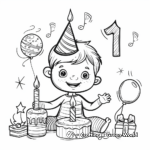 Interactive 1st Birthday Card Coloring Pages 1