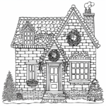 Intricate Brick House with Wreaths Coloring Pages 1