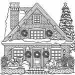 Intricate Brick House with Wreaths Coloring Pages 4