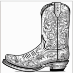 Intricate Cowboy Boot Coloring Pages with Paisley Patterns 1