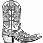 Intricate Cowboy Boot Coloring Pages with Paisley Patterns 2