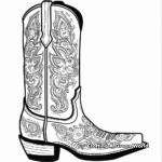 Intricate Cowboy Boot Coloring Pages with Paisley Patterns 3