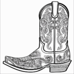 Intricate Cowboy Boot Coloring Pages with Paisley Patterns 4