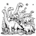 Joyful Christmas Party with a Variety of Dinosaurs Coloring Pages 1