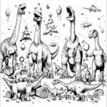 Joyful Christmas Party with a Variety of Dinosaurs Coloring Pages 2