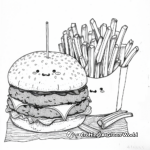 Páginas para colorear de hamburguesas y patatas fritas kawaii 4